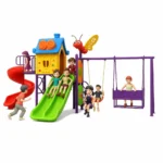 Butterfly Themed Kids Playground Set with Spiral Slide & Swings
