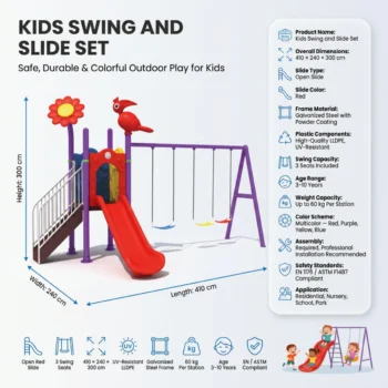 3 Swing and 1 Slide Bug Set for Kids Outdoor Play