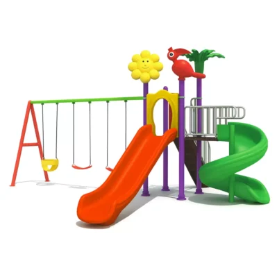 Premium Kids Playground Set | Single Slide, Spiral Slide & 3 Swings