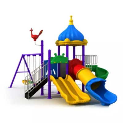 Kids Outdoor Playset with 2 Swings, Bucket Seat, Double Slide, Tunnel Slide & Climbing Stairs