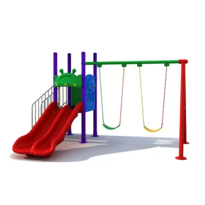 Kids Playset with Double Slide and 2 Swings