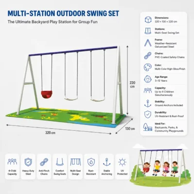 Multi-Seat Outdoor Kids Swing Set – Buy in KSA with Free Riyadh Delivery