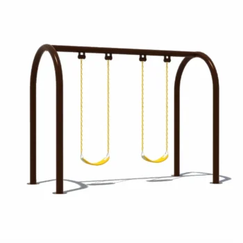 double outdoor kids swing set curved metal frame