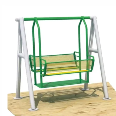 Kids Playground Set Double Metal Swing - Green White Enclosed Bench Seat - Buy Outdoor Swing for Sale in KSA Riyadh Jeddah