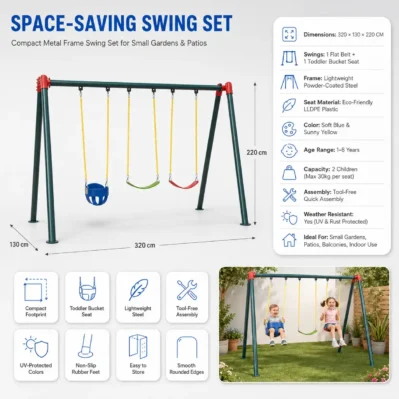 Mixed Seating Outdoor Playground Swing Set for Kids & Toddlers