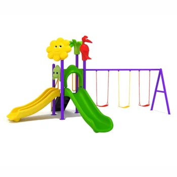 Fun Garden Kids Playset Including Twin and Long Slide with Swing Set