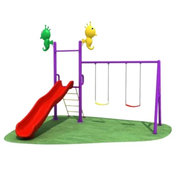 kids slide and twin swing playground set