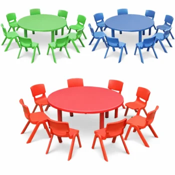 kids round table set with 6 chairs - multiple colors
