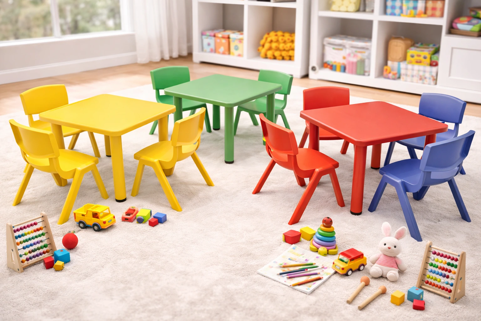 Kids Square Table with 4 Chairs - All Colors kids square table set with 4 chairs - all colors