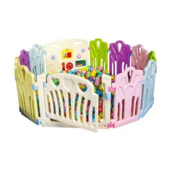 kids playpen fence with gate and activity panel