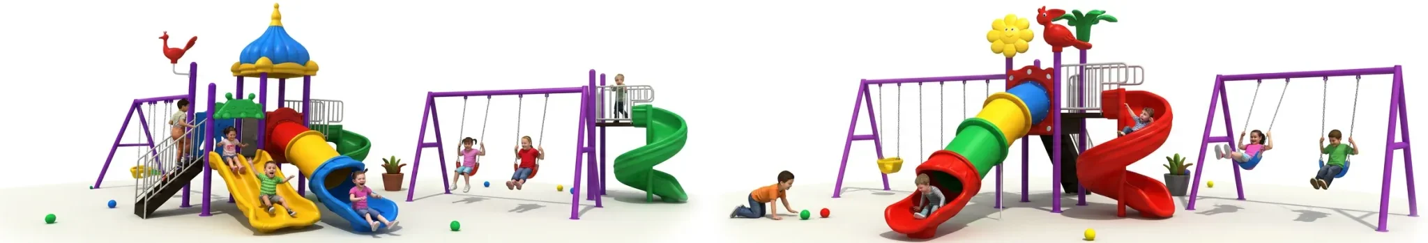Spiral, Tube & Tunnel Slides with Swings – Commercial Playground Equipment for Kids