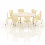 Round Adjustable Kids Wooden Table 120cm Diameter with variable height