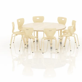 Round Adjustable Kids Wooden Table 120cm Diameter with variable height
