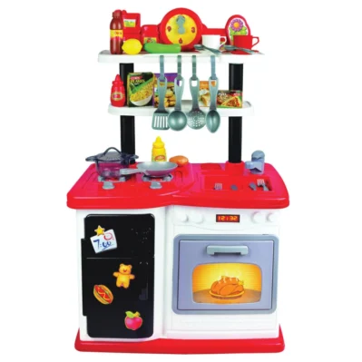 Electronic Play Kitchen with Lights, Sounds & 30 Accessories