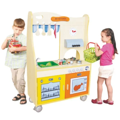 Kids Kitchen Station 125cm with Storage Shelves