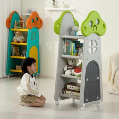 Tall Plastic Book Shelf Unit for Kids Reading Corners