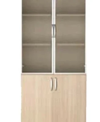 File Cabinet with Lockable Glass Upper Doors and Solid Base