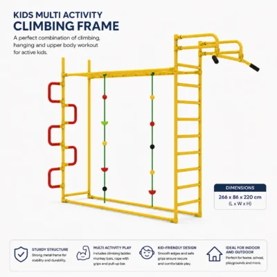 Multi-Station Kids Climbing Frame with Ladders and Ropes