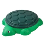 Green Turtle Sandbox with Patterned Shell Lid