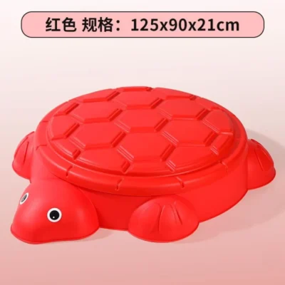 Red Turtle Sandbox with Patterned Shell Lid
