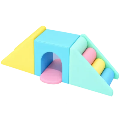 Pastel Soft Play Tunnel Climber with Rounded Steps