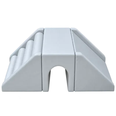 Grey Soft Play Tunnel Climber with Steps and Ramp