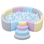 Pastel Curved Ball Pit with Four-Step Entry