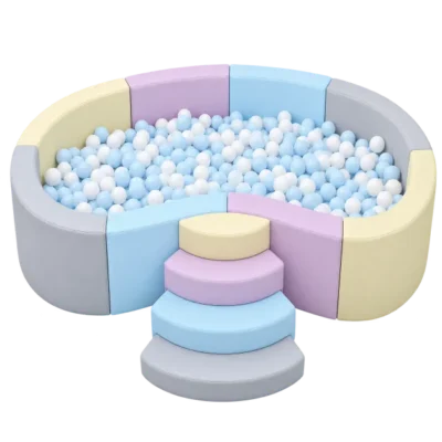 Pastel Curved Ball Pit with Four-Step Entry