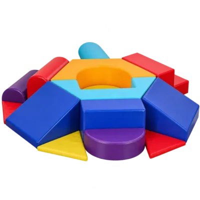 Multi-Sided Soft Play Climbing Station with Central Recess