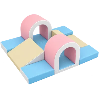 Pastel Double Arch Soft Play Set with Side Ramps